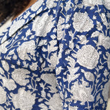 Blue Floral Sanganeri Handblock Print Cotton Blazer