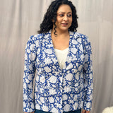 Blue Floral Sanganeri Handblock Print Cotton Blazer
