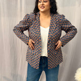 Sea Green Sanganeri Booti Handblock Print Cotton Blazer