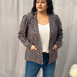 Sea Green Sanganeri Booti Handblock Print Cotton Blazer