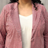 Peach Stripe Handblock Print Cotton Blazer