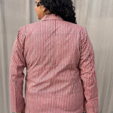 Peach Stripe Handblock Print Cotton Blazer