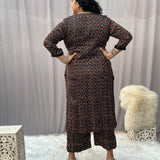 Black Ajrakh Modal Silk Handblock Kurta Pant set