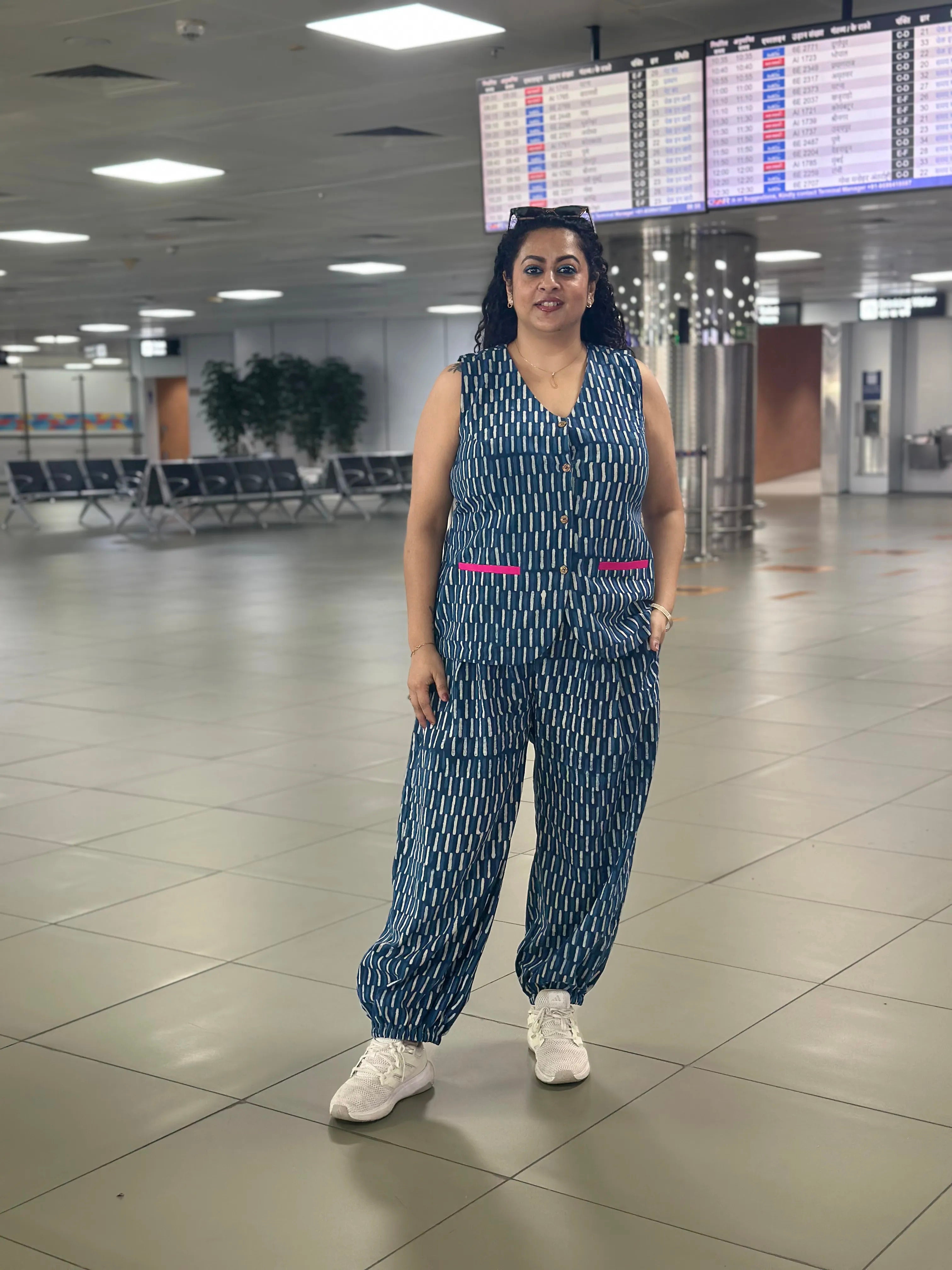 Indigo Nomad - Handblock print cotton Co-ord Set with Vest and Balloon pants