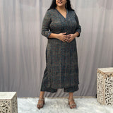 Indigo Ajrakh Floral Modal Silk Handblock Print Kurta Pant Set