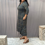 Indigo Ajrakh Floral Modal Silk Handblock Print Kurta Pant Set