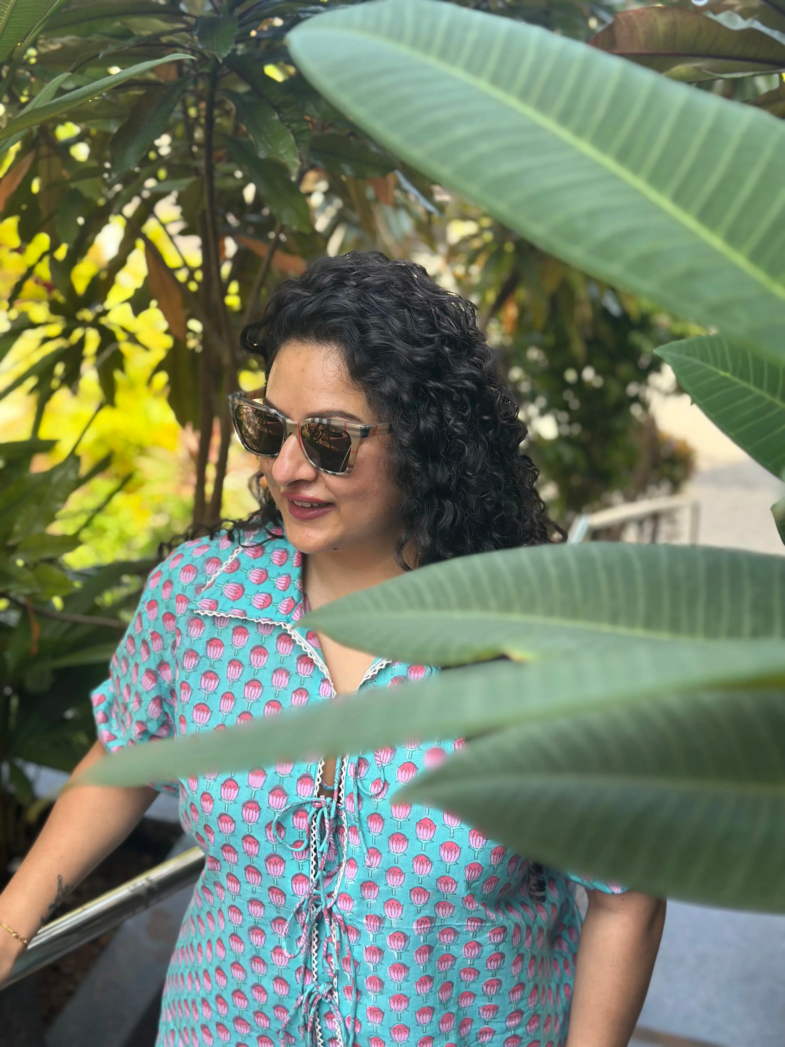 Tulip Breeze- Blue Sanganeri Handblock Print Cotton Co-ord set