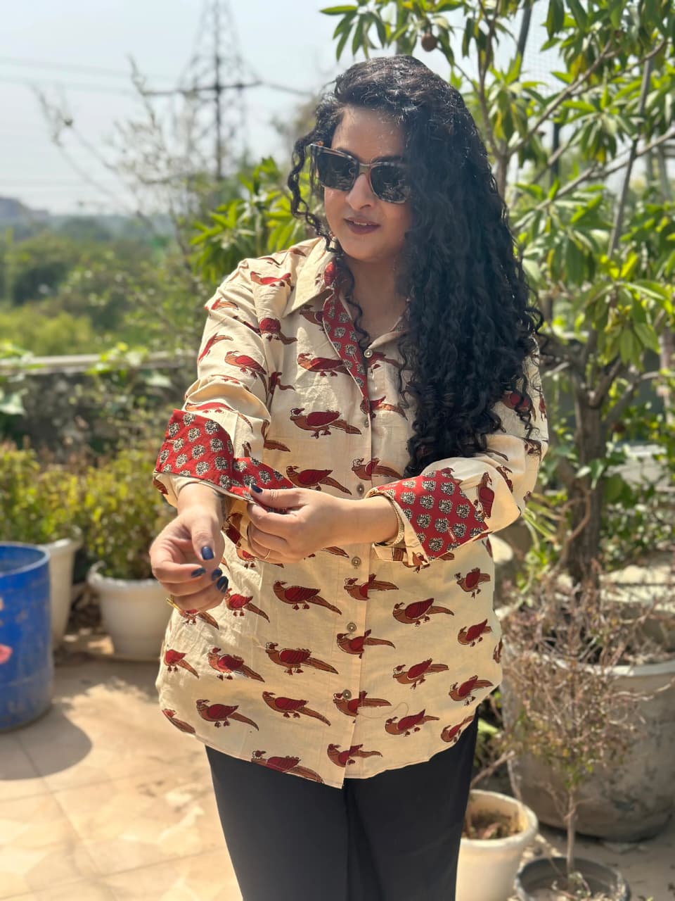 Pankh-Bagru Hand block Print cotton shirt