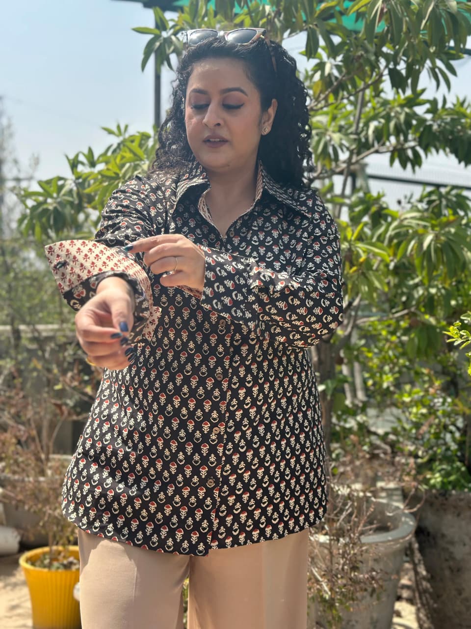 Kaalika-Bagru print handblock cotton shirt