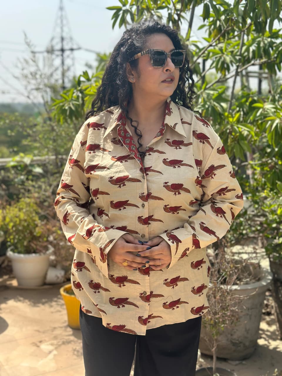 Pankh-Bagru Hand block Print cotton shirt