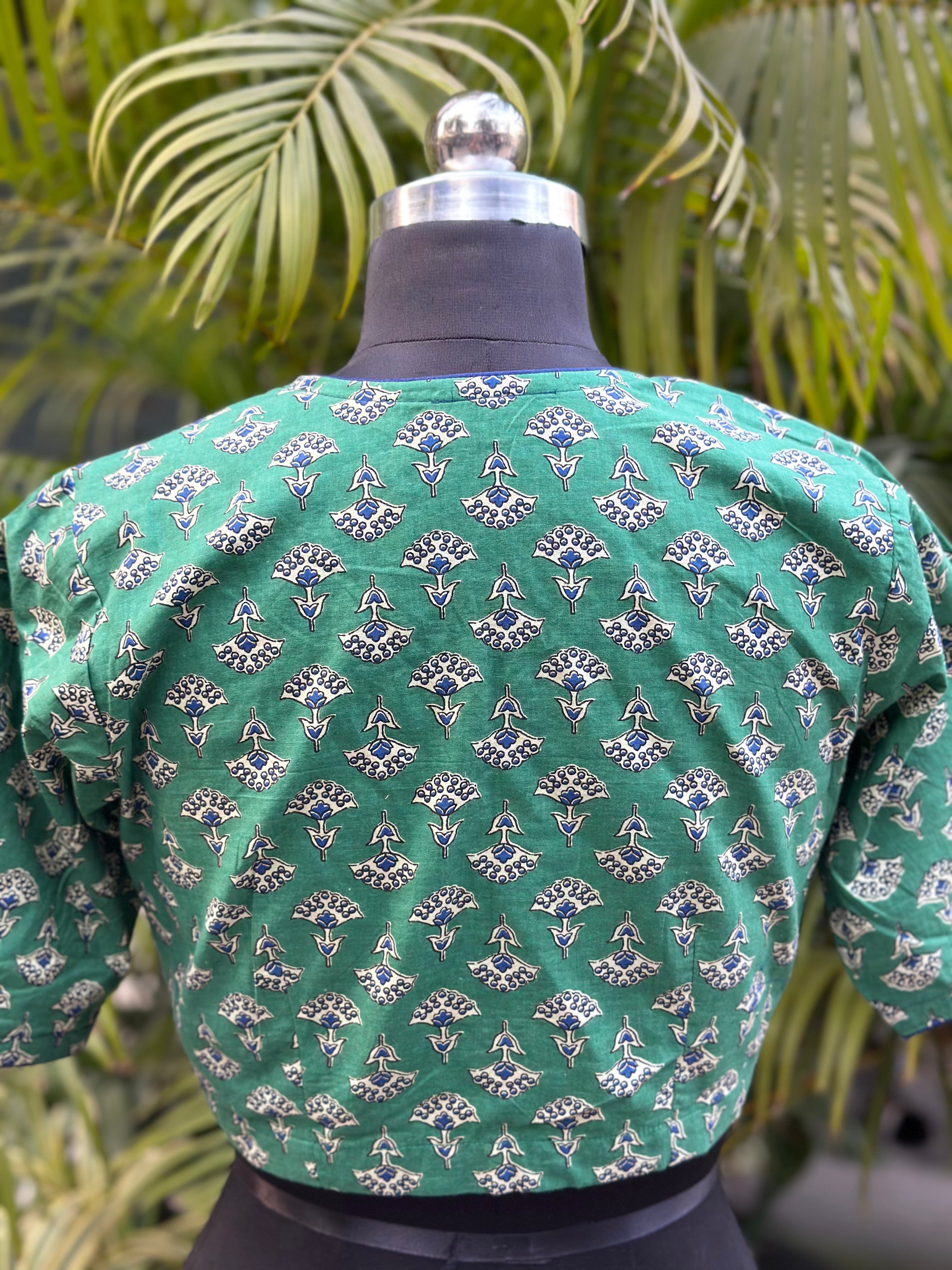 Fiza- Green Bagru Handblock Print Cotton Blouse