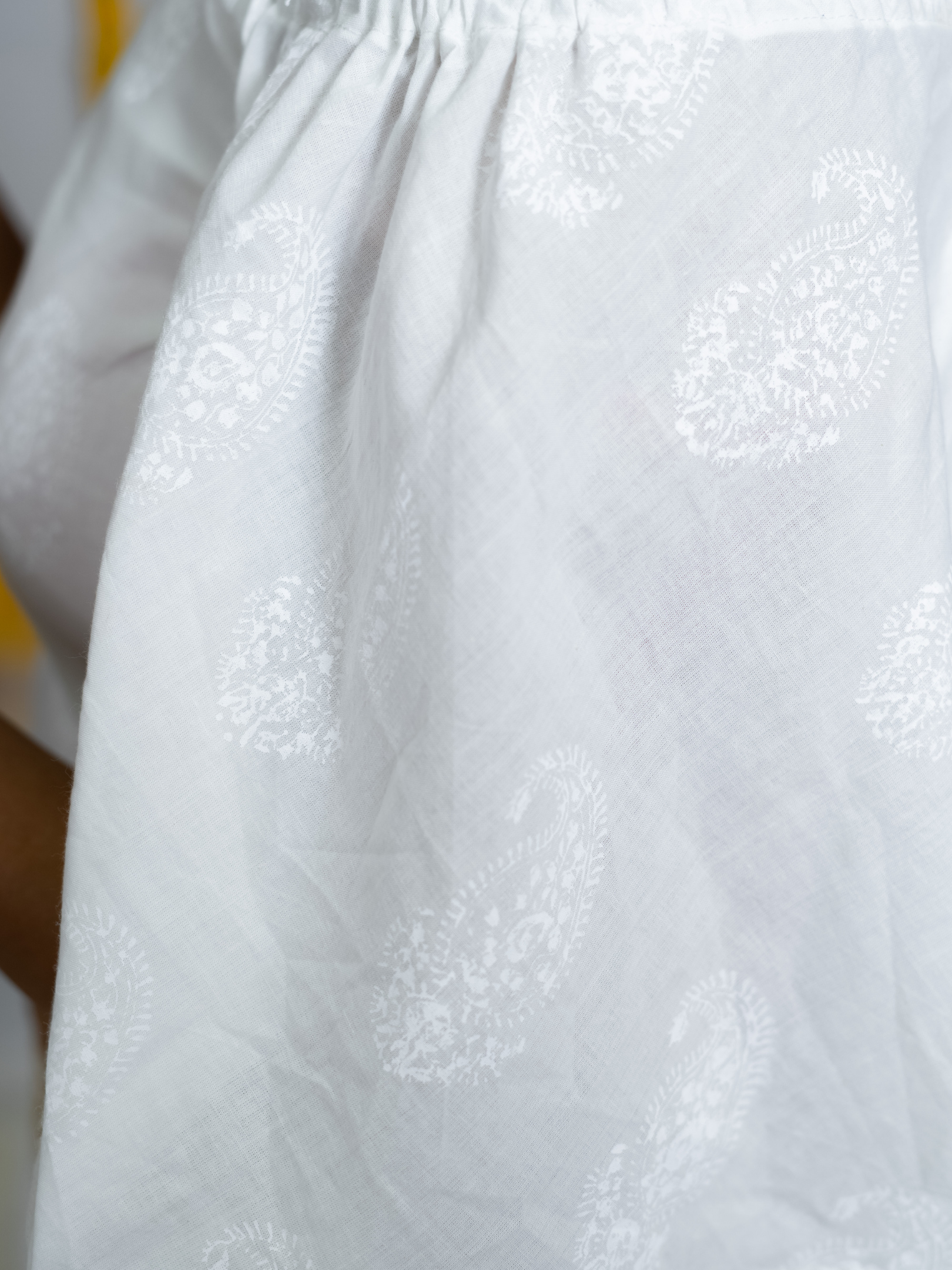 White HandBlock Booti Lehenga Choli