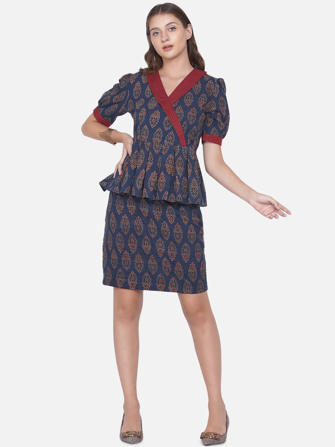 Indigo Ajrakh Skirt & Top