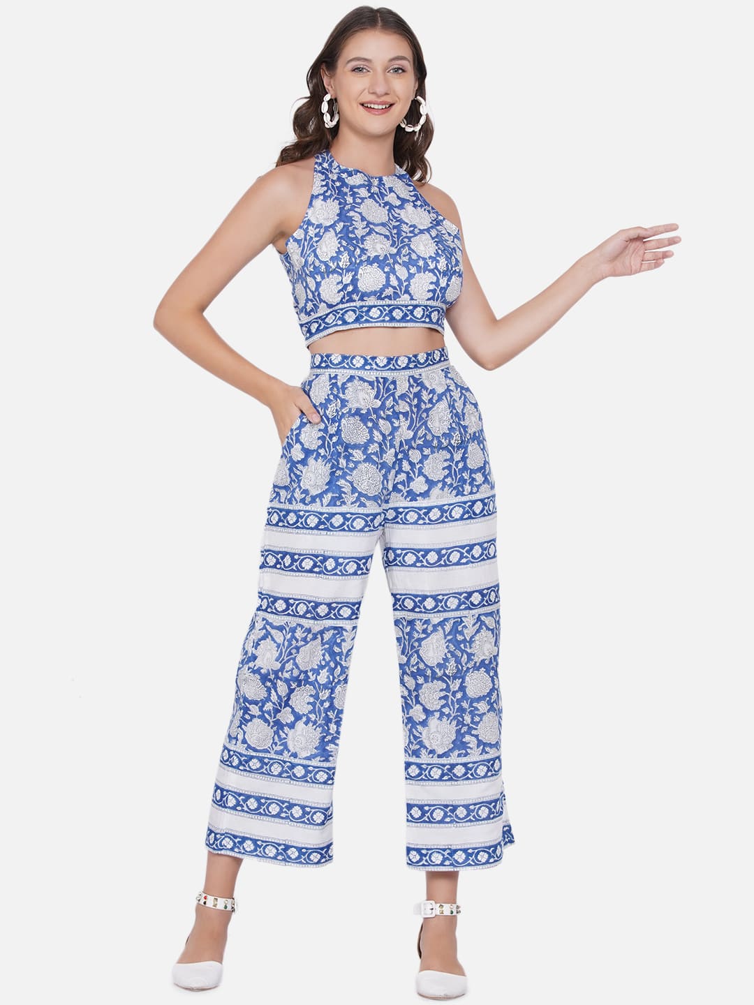 Blue Sanganeri Co-ord Set