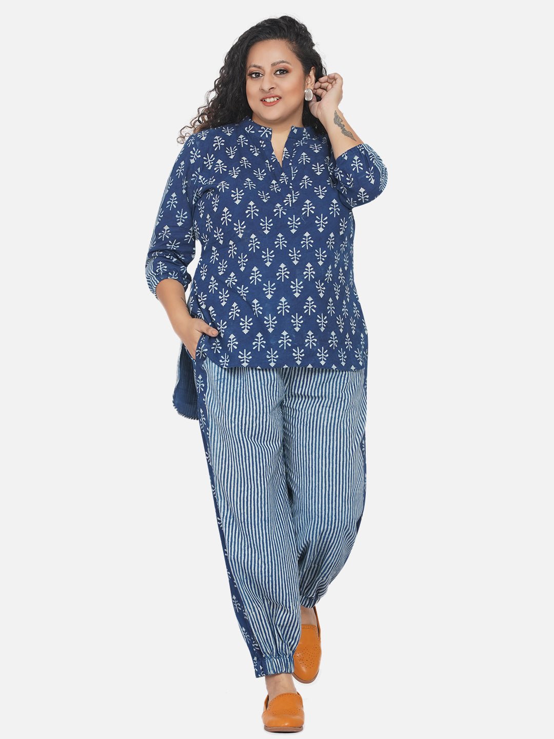 Indigo Dabu High-Low Jogger style co-ord set -