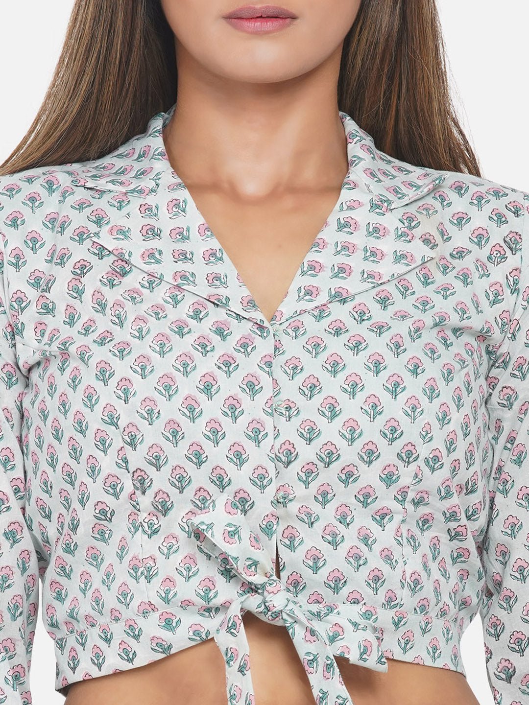 Blue Sanganeri Knot Shirt Joggers -