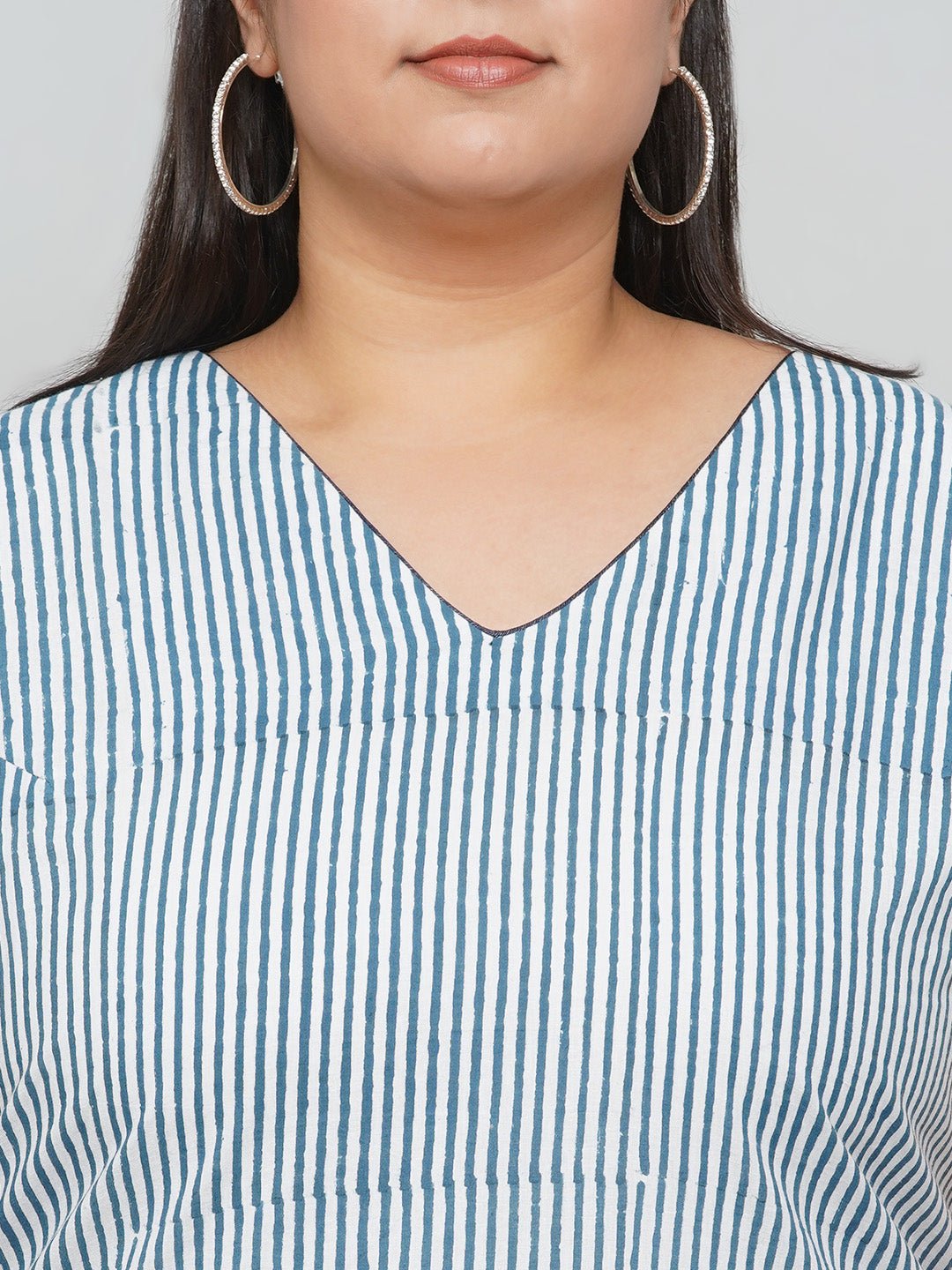 Blue Stripe with Sanganeri Drape -Clothing