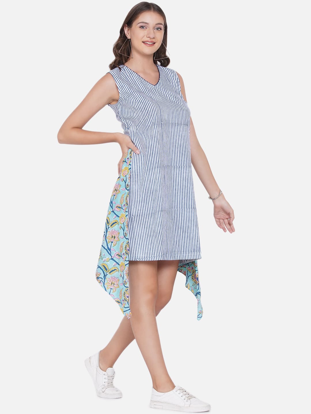 Blue Stripe with Sanganeri Drape