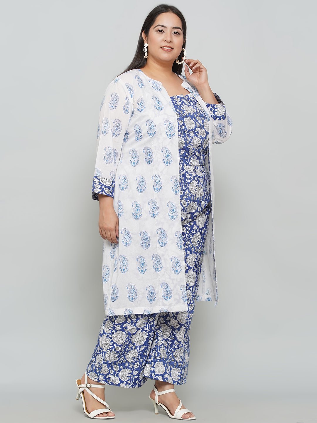 Blue Sanganeri 3 Piece Set -Clothing