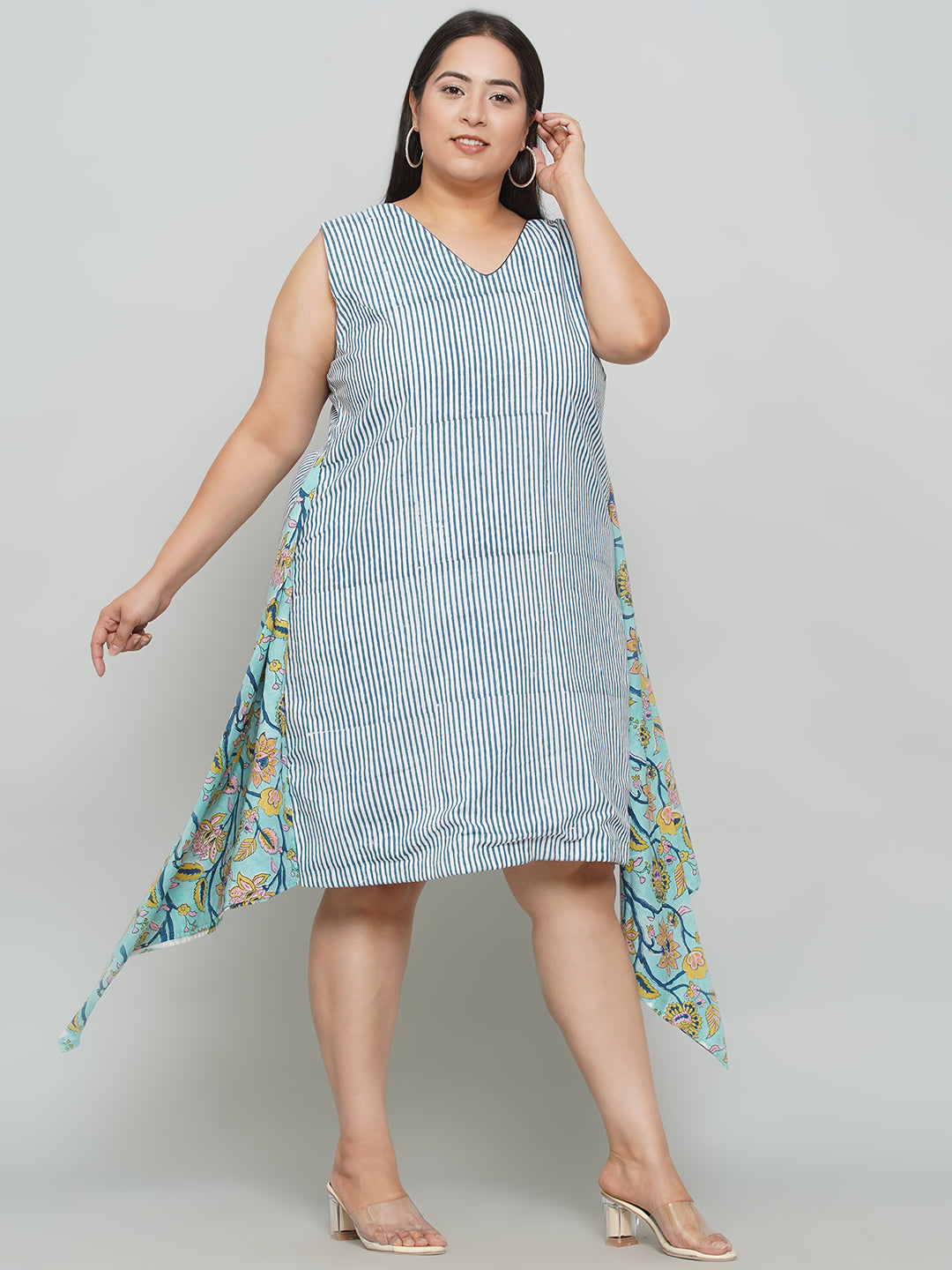 Blue Stripe with Sanganeri Drape