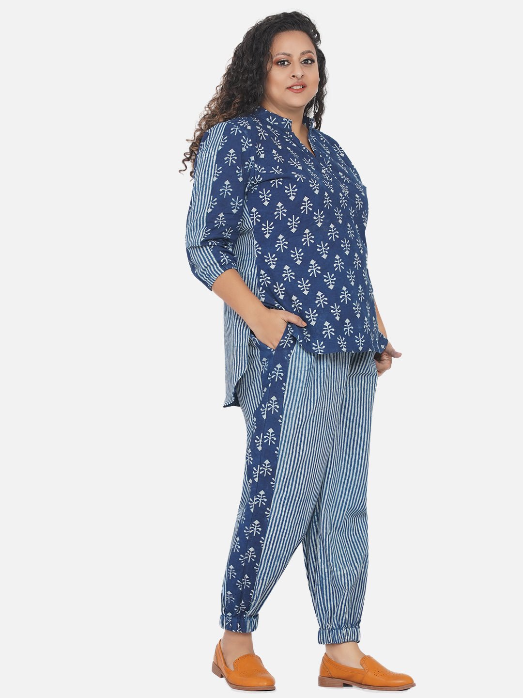 Indigo Dabu High-Low Jogger style co-ord set -