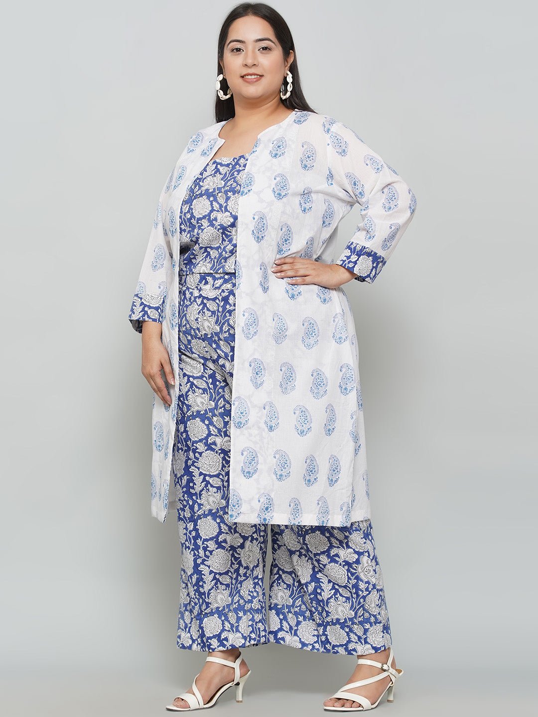 Blue Sanganeri 3 Piece Set -Clothing