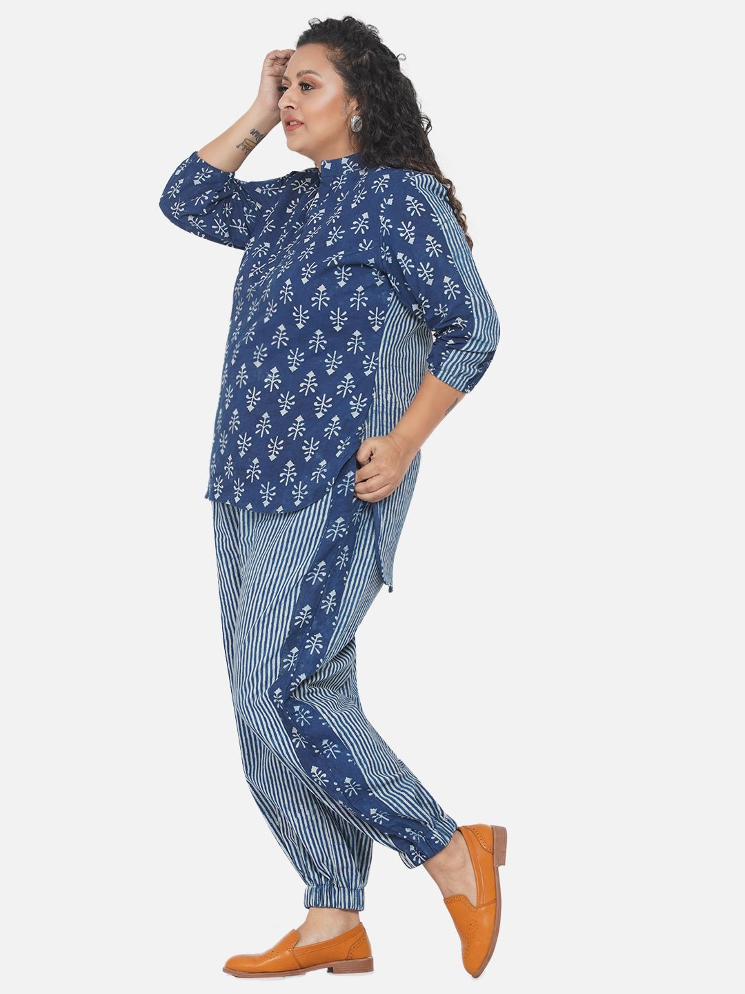 Indigo Dabu High-Low Jogger style co-ord set -
