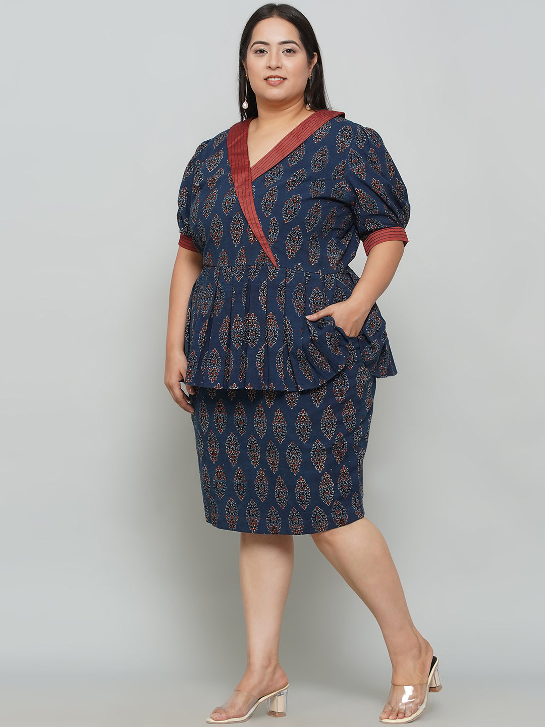 Indigo Ajrakh Skirt & Top