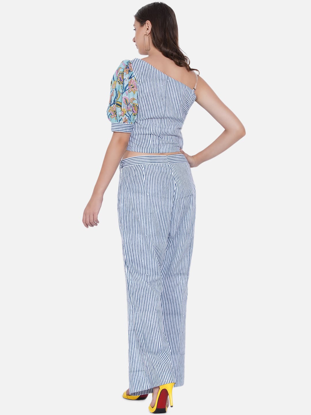 Blue Stripe Sanganeri Sleeves Co-ord