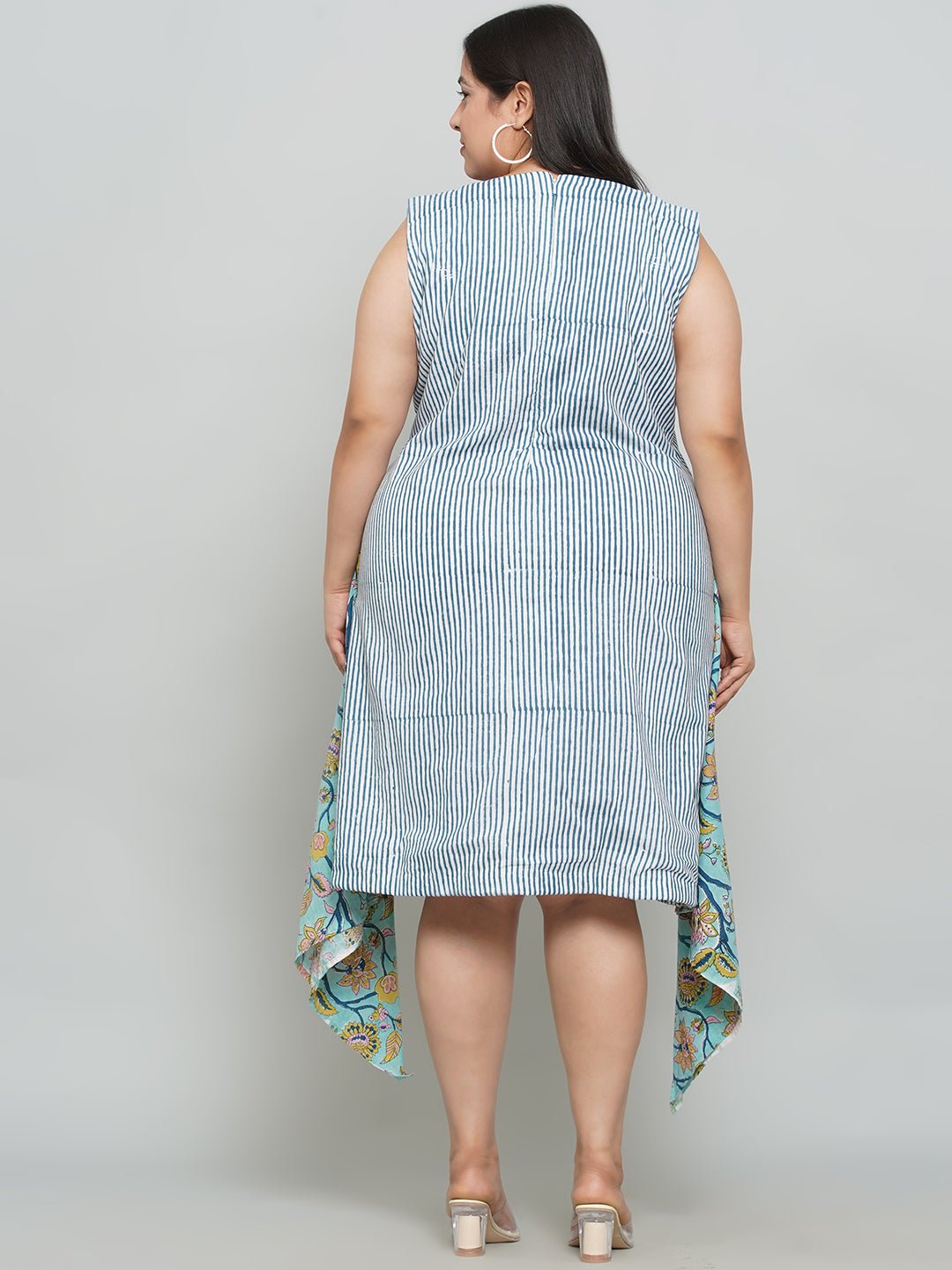 Blue Stripe with Sanganeri Drape -Clothing