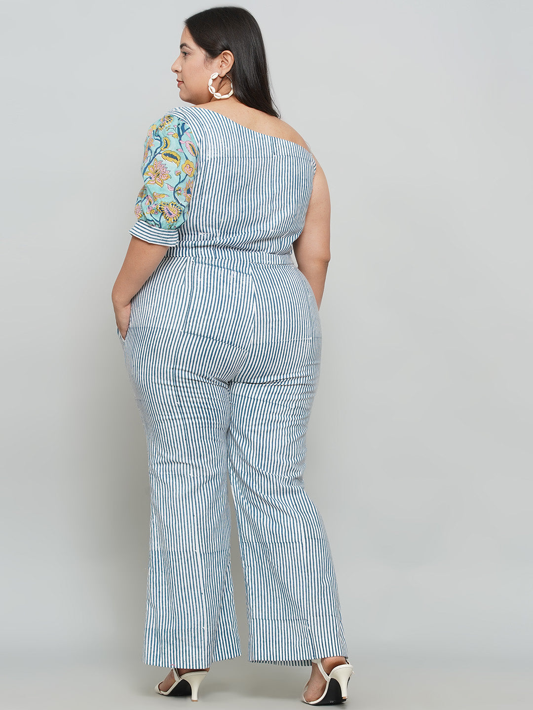Blue Stripe Sanganeri Sleeves Co-ord