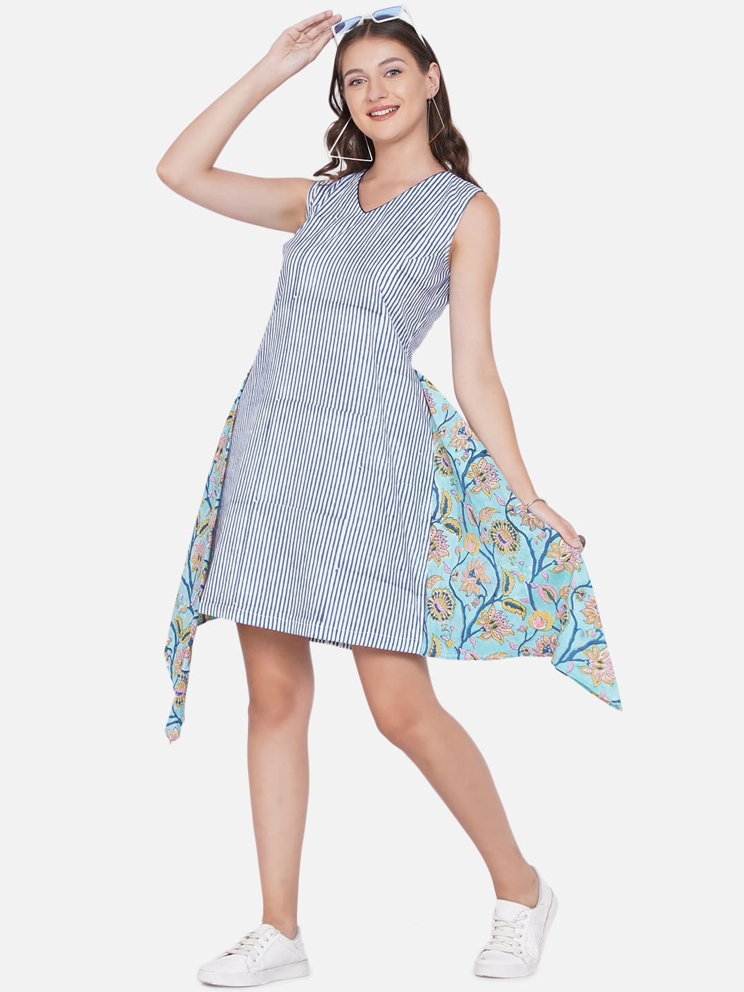Blue Stripe with Sanganeri Drape