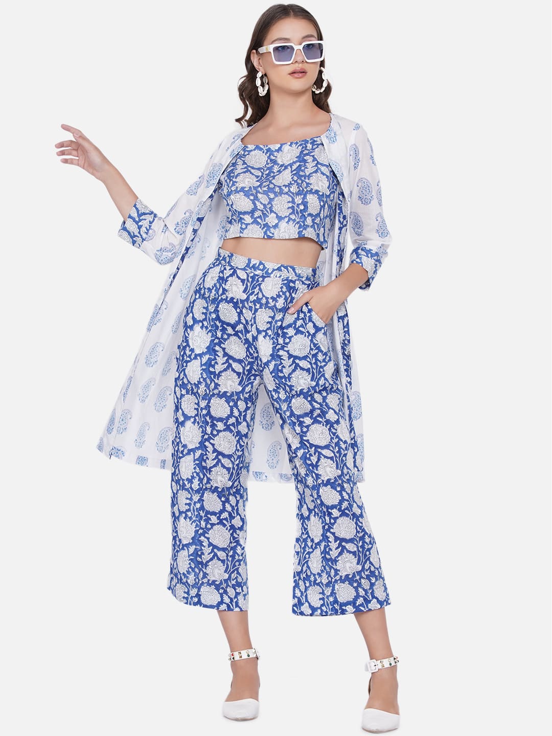 Blue Sanganeri 3 Piece Set