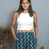 Indigo Cotton Ajrakh Zig Zag Shorts