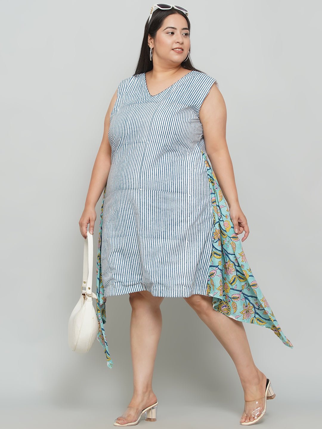Blue Stripe with Sanganeri Drape -Clothing