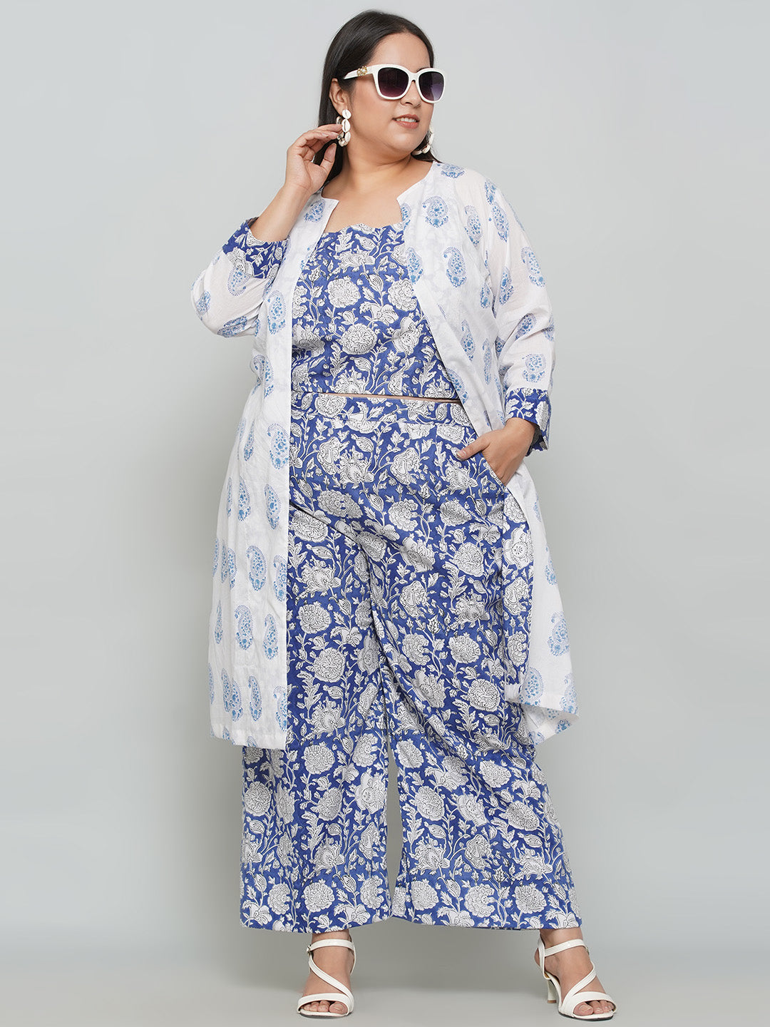 Blue Sanganeri 3 Piece Set