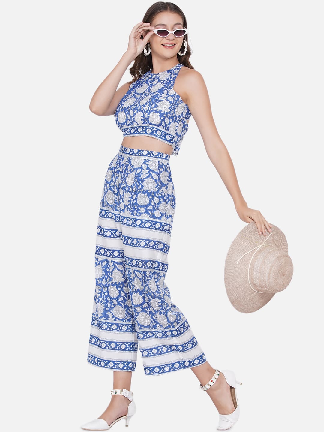 Blue Sanganeri Co-ord Set