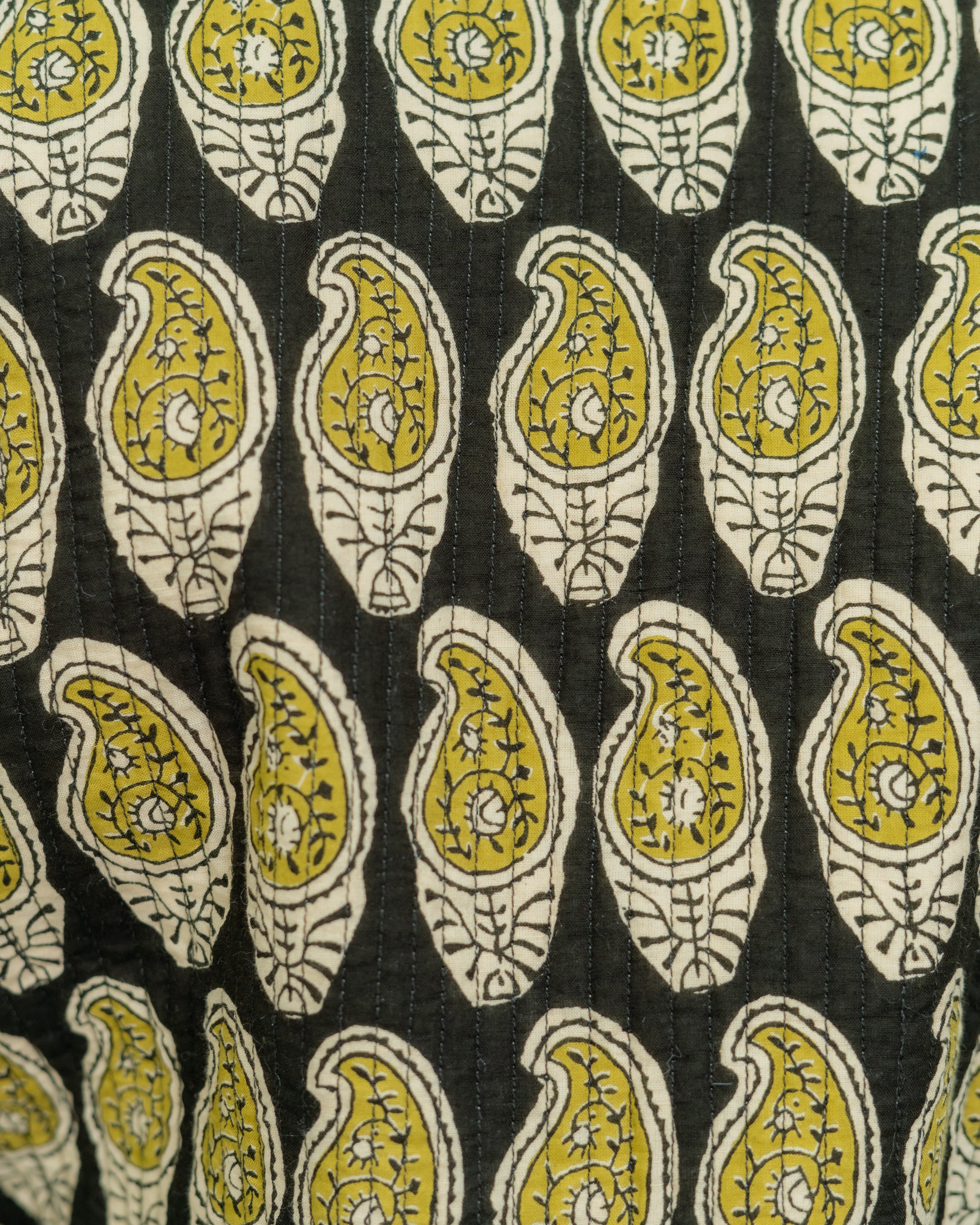 Black Olive Bagru Handblock Printed Reversible Quilted Coat