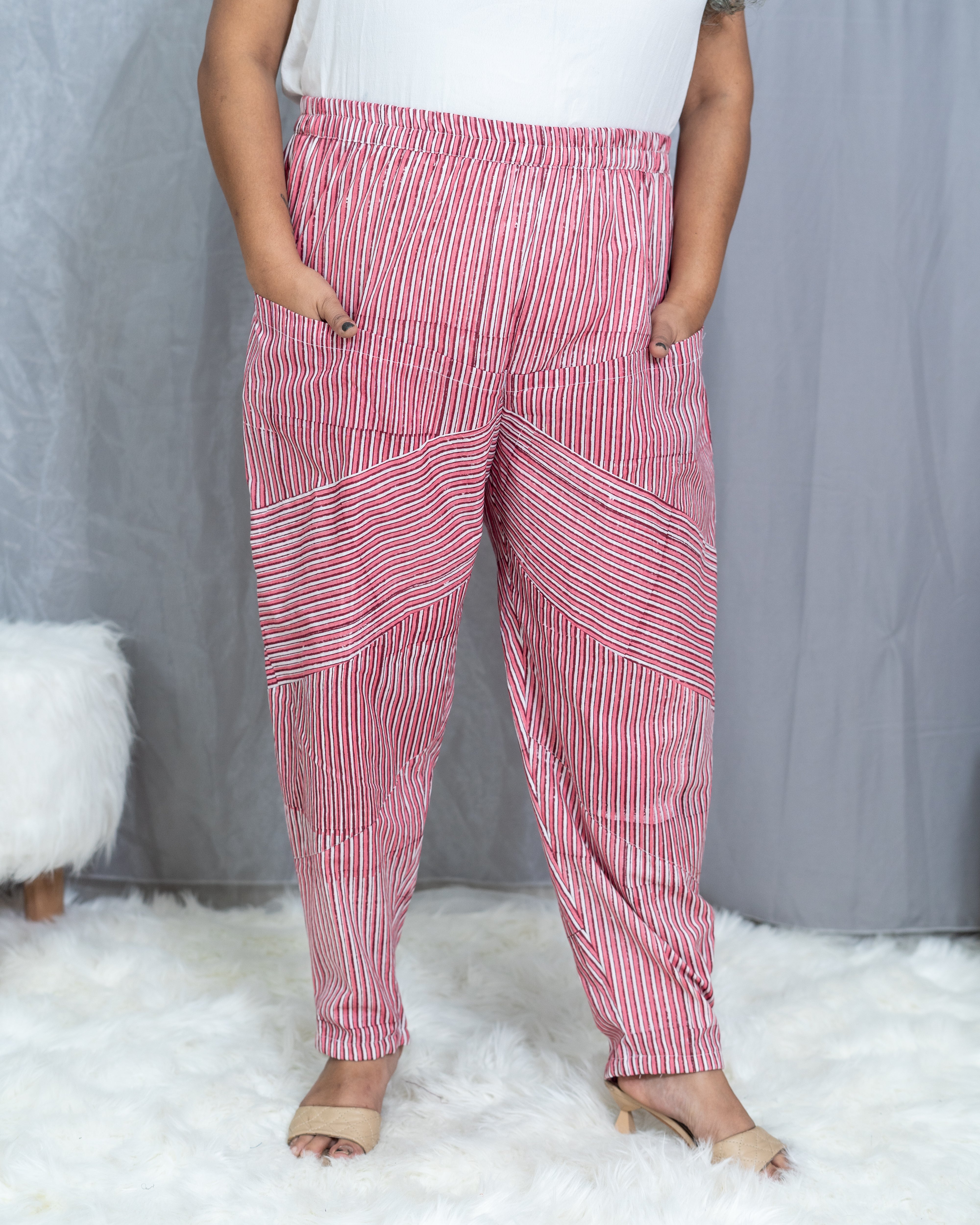 Pink Dabu Handblock Printed Cotton Pants