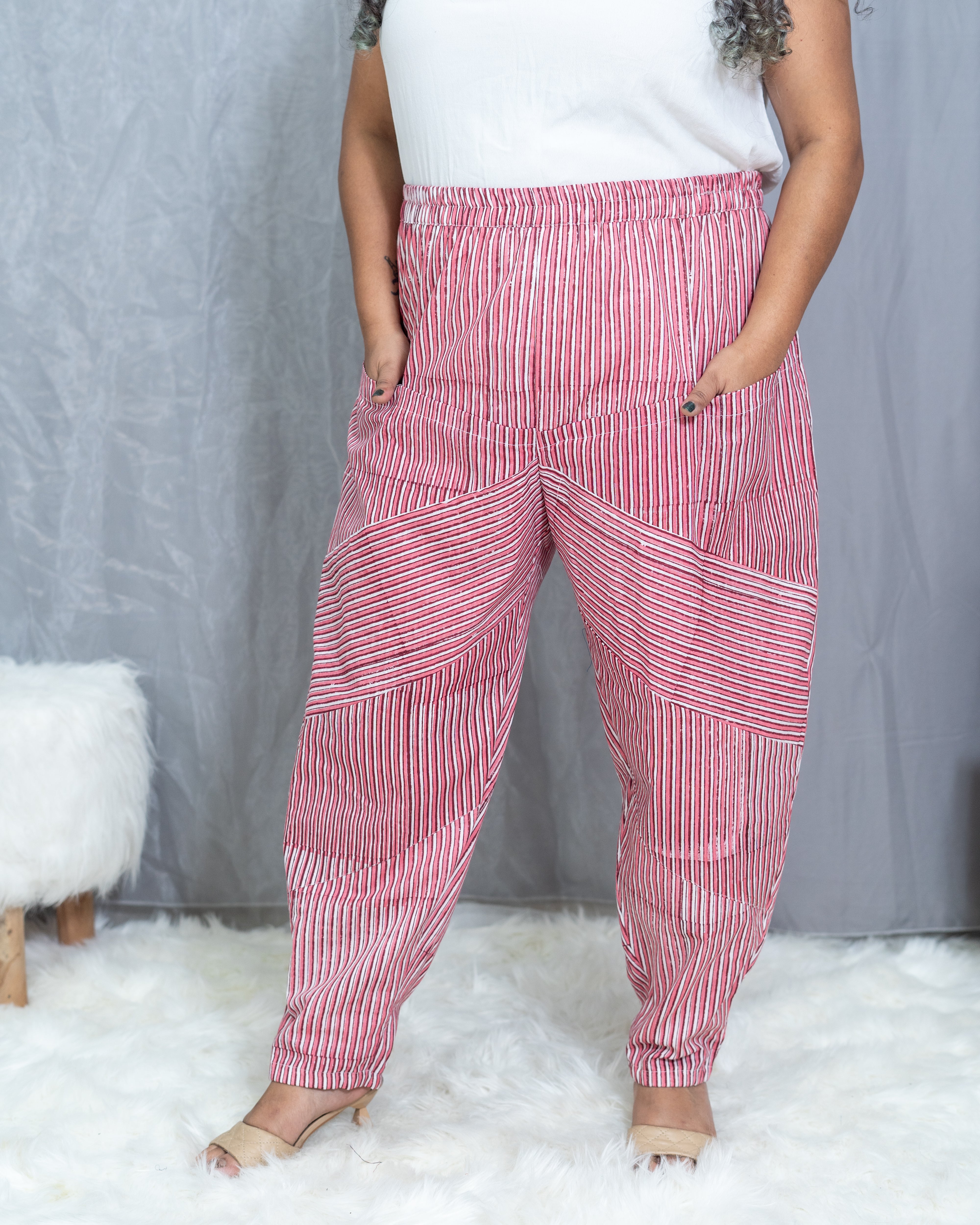 Pink Dabu Handblock Printed Cotton Pants