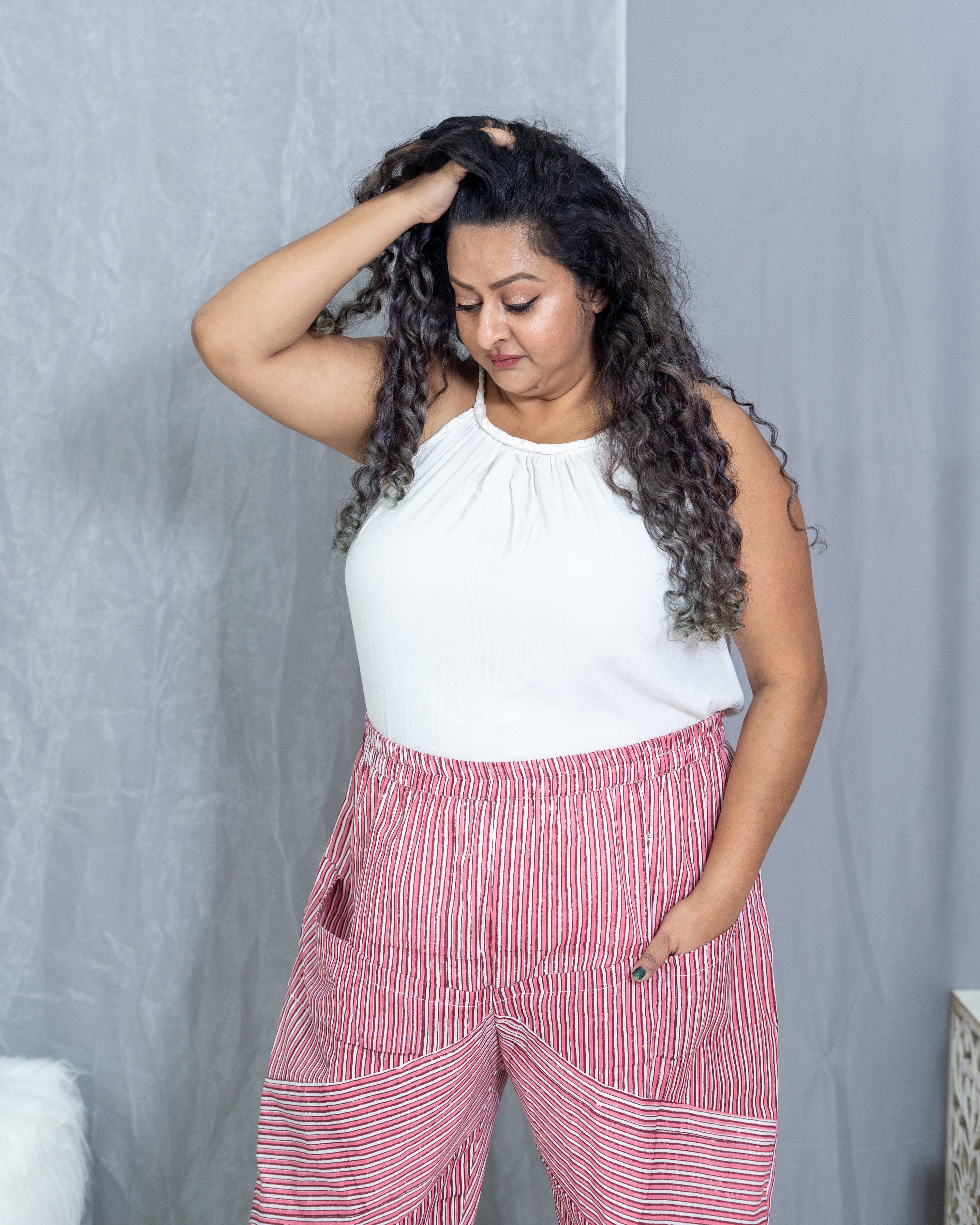 Pink Dabu Handblock Printed Cotton Pants