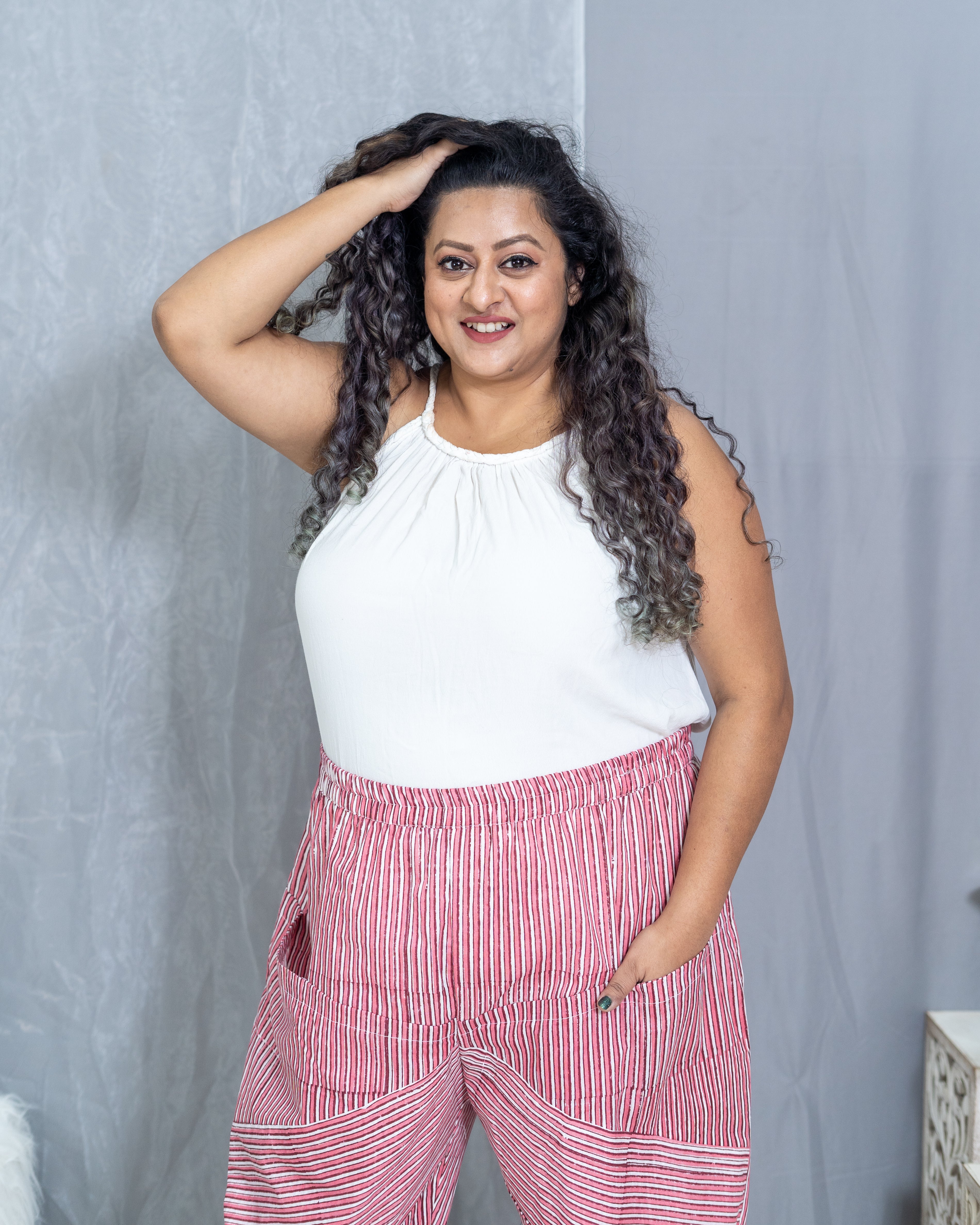 Pink Dabu Handblock Printed Cotton Pants