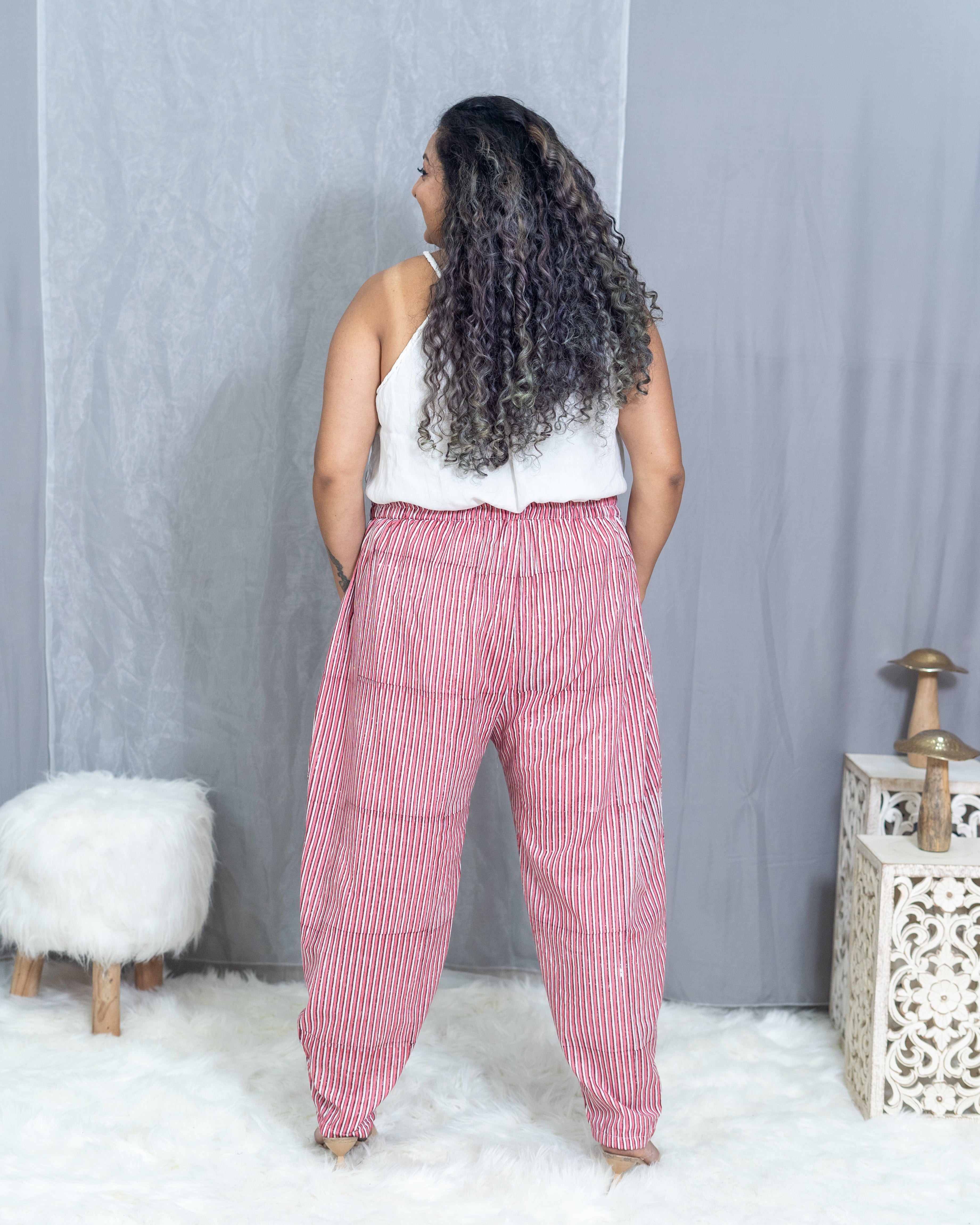 Pink Dabu Handblock Printed Cotton Pants