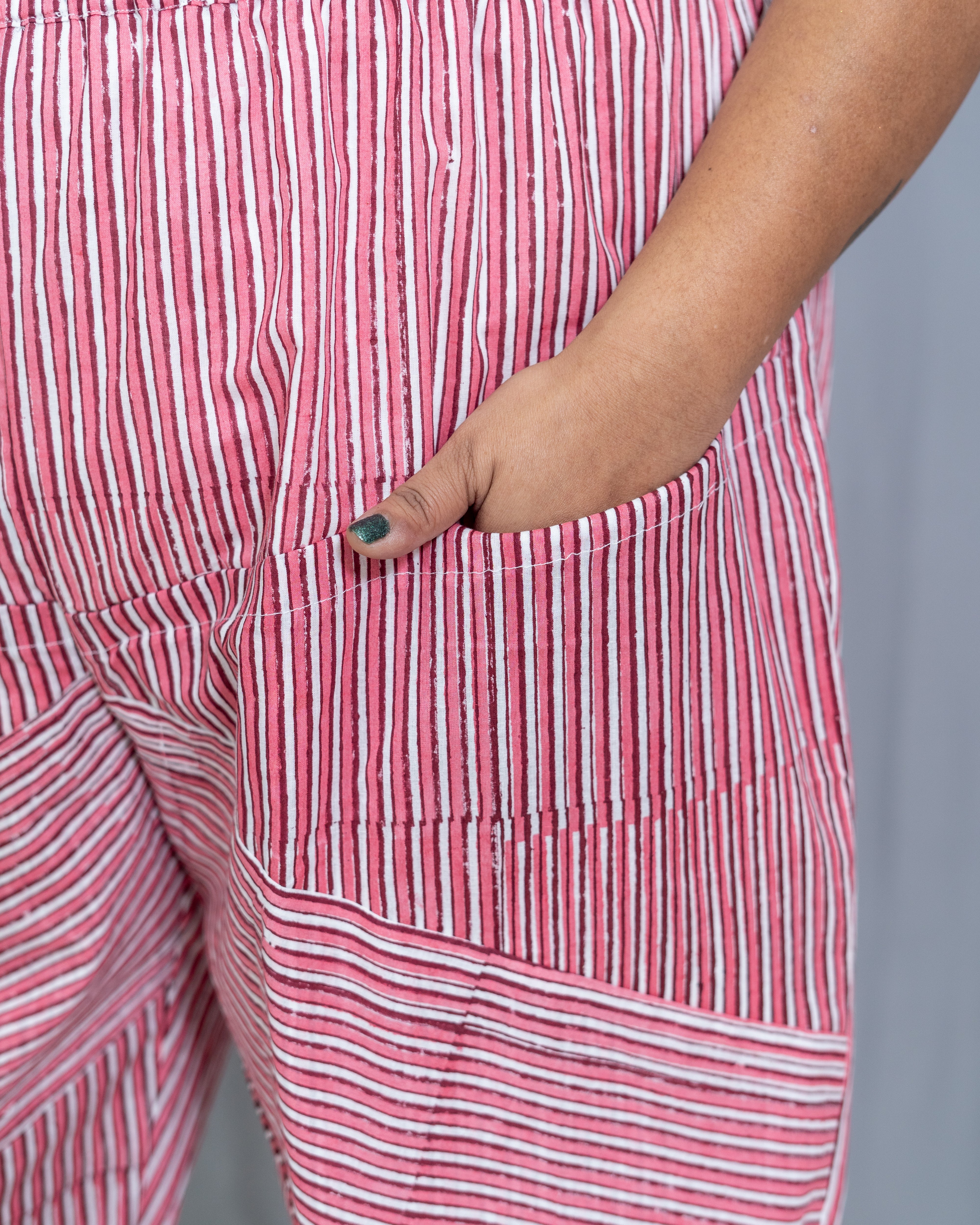 Pink Dabu Handblock Printed Cotton Pants