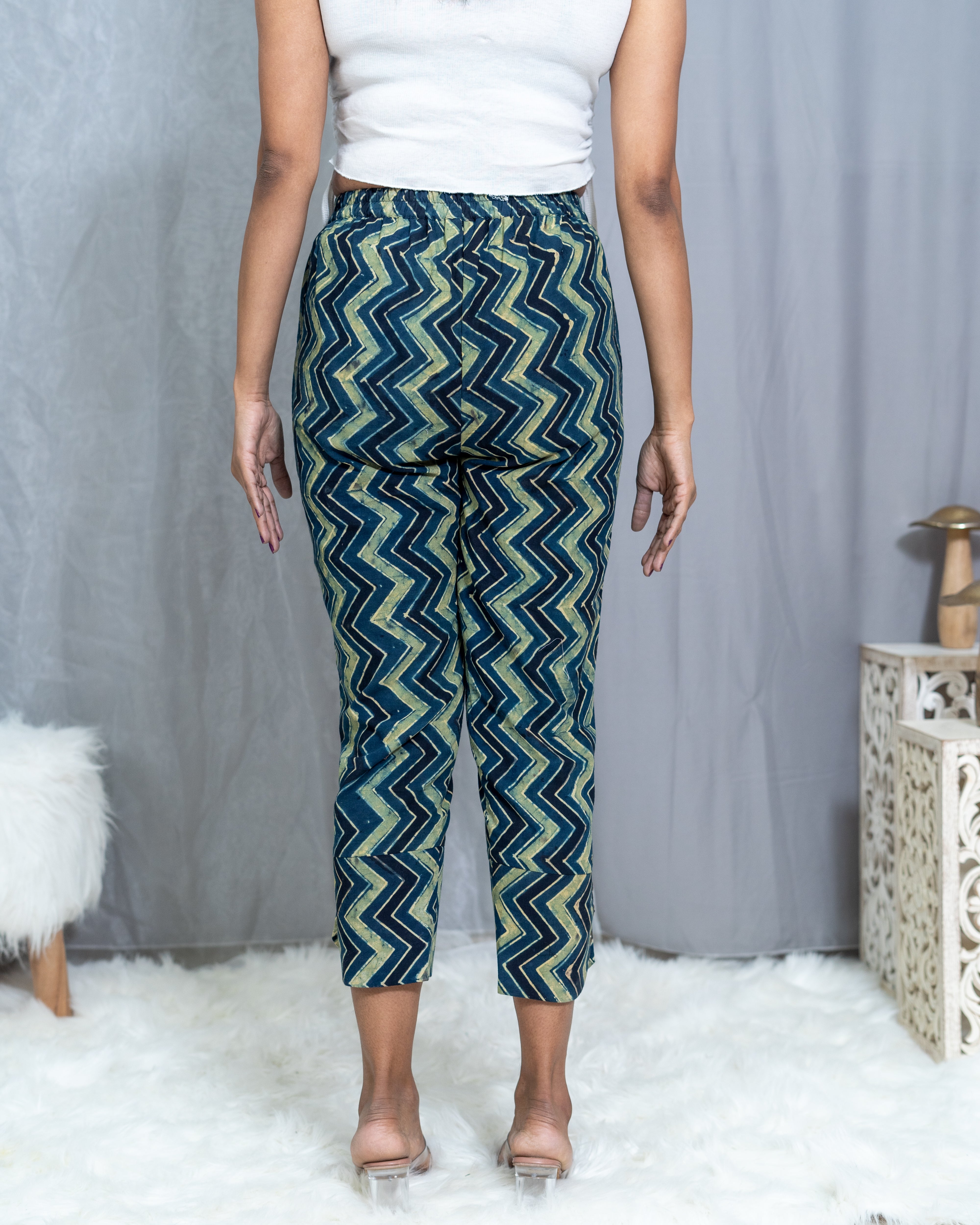 Ajrakh Zig zag Handblock printed cotton pants
