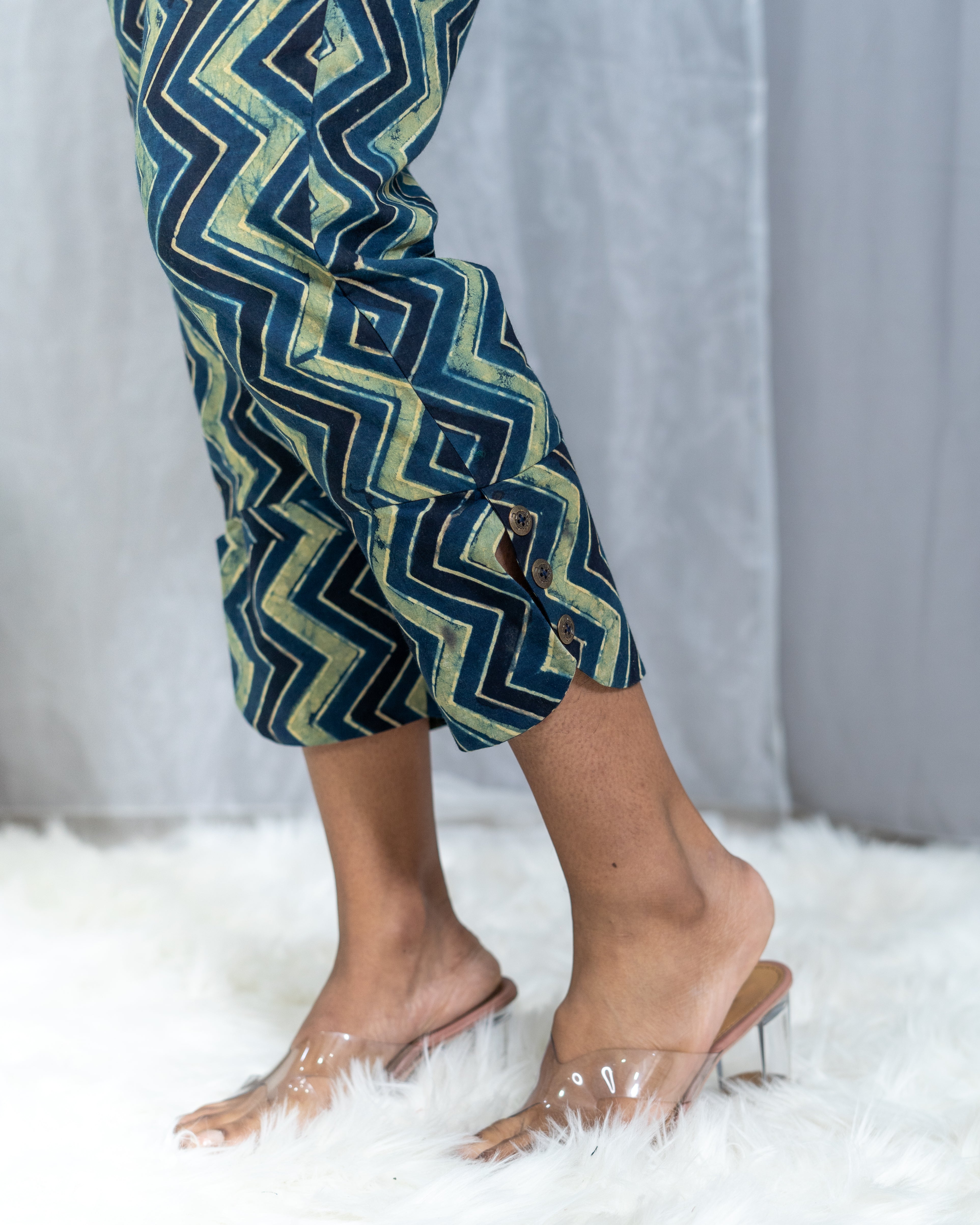 Ajrakh Zig zag Handblock printed cotton pants