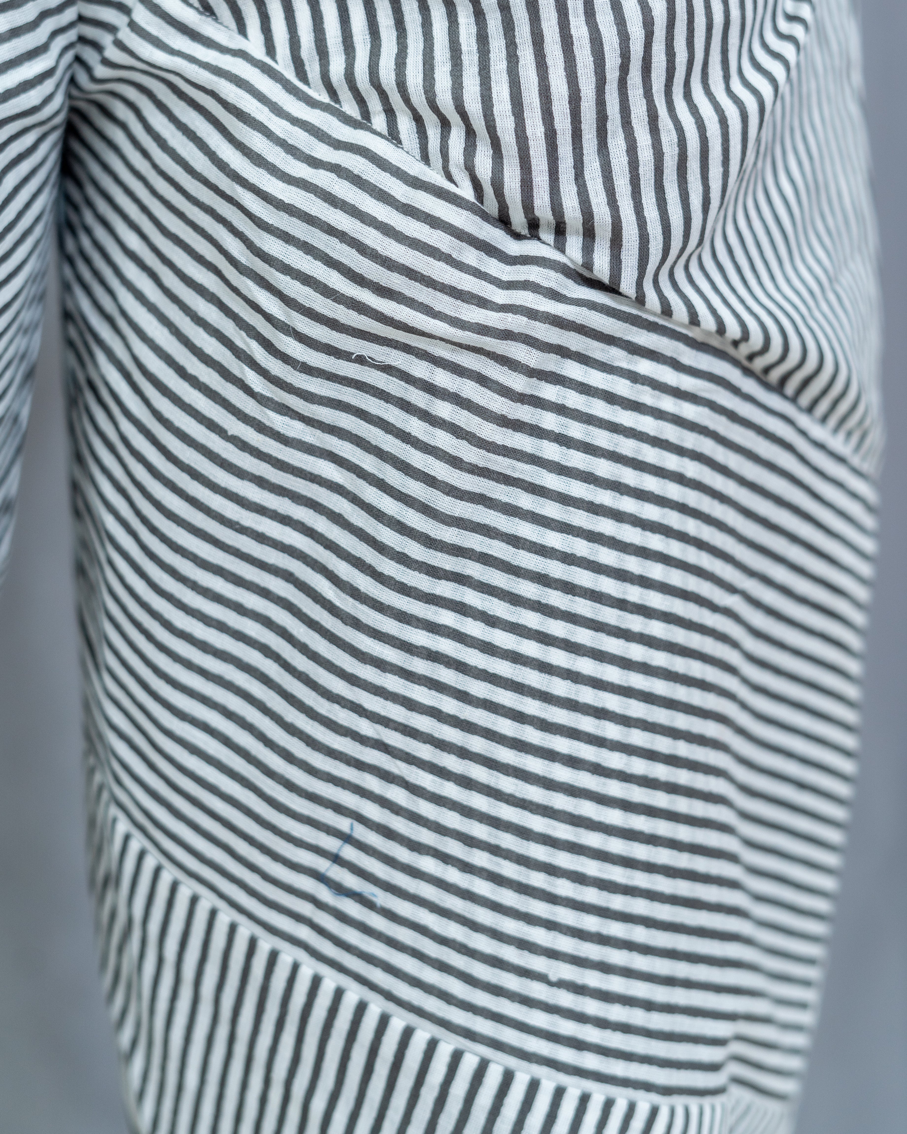 Grey Dabu Handblock  printed striped cotton pants