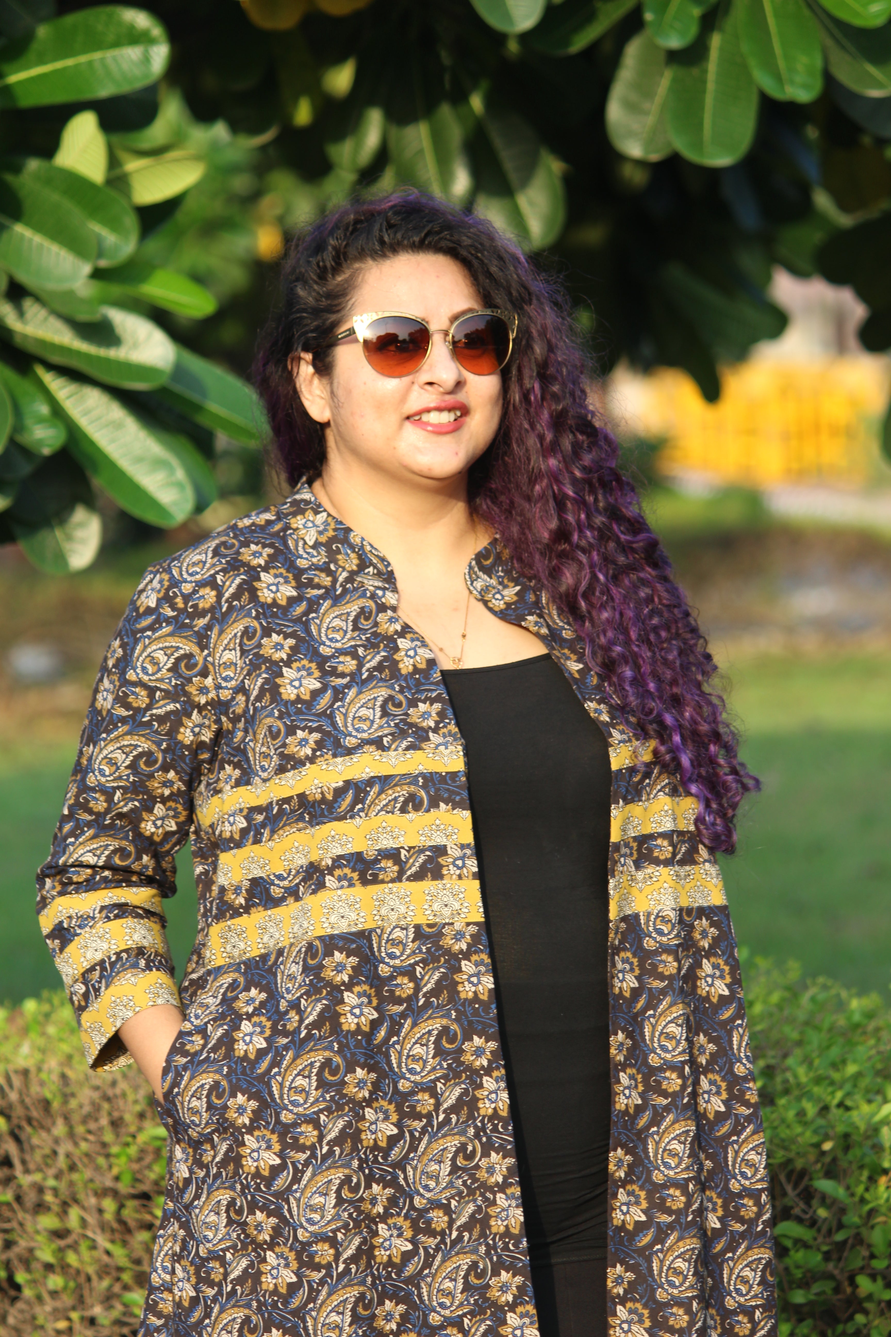 Black Bagru Kalamkari Handblock Printed Knee Length Cotton shrug