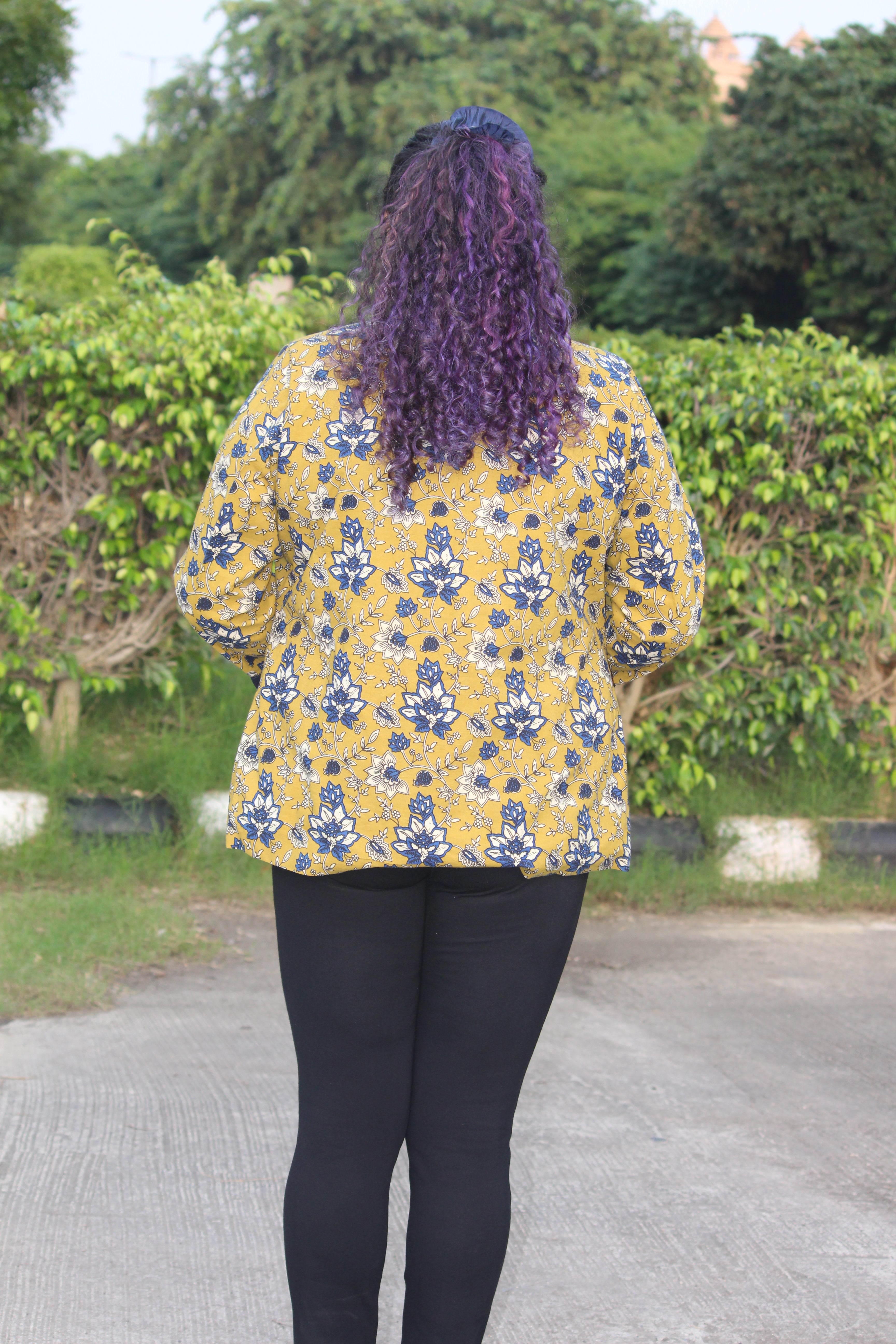Mustard Kalamkari Bagru Handblock  Cotton Blazer
