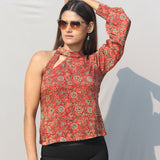 Red Ajrakh Handblock Printed Modal Silk Top